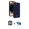 MARSİLYAN™- iPhone 15 Pro Max Kılıf Vadi Çizgi Prime - Siyah 3D Antistatik Seramik Nano Ekran Koruyucu + PVD Metal Kamera Lens - GI