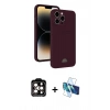 MARSİLYAN™- iPhone 15 Pro Max Kılıf Vadi Çizgi Prime - Siyah 3D Antistatik Seramik Nano Ekran Koruyucu + PVD Metal Kamera Lens - TU
