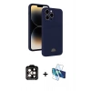 MARSİLYAN™- iPhone 15 Pro Max Kılıf Vadi Çizgi Prime - Siyah 3D Antistatik Seramik Nano Ekran Koruyucu + PVD Metal Kamera Lens - TU