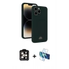 MARSİLYAN™- iPhone 15 Pro Max Kılıf Vadi Çizgi Prime - Siyah 3D Antistatik Seramik Nano Ekran Koruyucu + PVD Metal Kamera Lens - TU