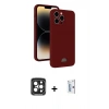 MARSİLYAN™- iPhone 15 Pro Max Kılıf Vadi Çizgi Prime - Siyah Bilvis 0.18mm Plus Cam Ekran Koruyucu + PVD Metal Kamera Lens - SH