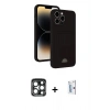 MARSİLYAN™- iPhone 15 Pro Max Kılıf Vadi Çizgi Prime - Siyah Bilvis 0.18mm Plus Cam Ekran Koruyucu + PVD Metal Kamera Lens - LT
