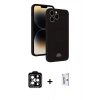 MARSİLYAN™- iPhone 15 Pro Max Kılıf Vadi Çizgi Prime - Siyah Bilvis 0.18mm Plus Cam Ekran Koruyucu + PVD Metal Kamera Lens - TU