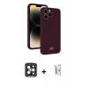 MARSİLYAN™- iPhone 15 Pro Max Kılıf Vadi Çizgi Prime - Siyah Bilvis 0.18mm Plus Cam Ekran Koruyucu + PVD Metal Kamera Lens - SH