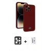 MARSİLYAN™- iPhone 15 Pro Max Kılıf Vadi Çizgi Prime - Siyah Bilvis 0.18mm Plus Cam Ekran Koruyucu + PVD Metal Kamera Lens - LT