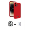 MARSİLYAN™- iPhone 15 Pro Max Kılıf Vadi Çizgi Prime - Siyah Bilvis 0.18mm Plus Cam Ekran Koruyucu + PVD Metal Kamera Lens - LT