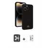 MARSİLYAN™- iPhone 15 Pro Max Kılıf Vadi Çizgi Prime - Siyah Bilvis 0.18mm Plus Cam Ekran Koruyucu + PVD Metal Kamera Lens - GI