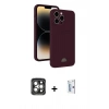 MARSİLYAN™- iPhone 15 Pro Max Kılıf Vadi Çizgi Prime - Siyah Bilvis 0.18mm Plus Cam Ekran Koruyucu + PVD Metal Kamera Lens - GI