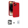 MARSİLYAN™- iPhone 15 Pro Max Kılıf Vadi Çizgi Prime - Siyah Bilvis 0.18mm Plus Cam Ekran Koruyucu + PVD Metal Kamera Lens - GS