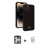 MARSİLYAN™- iPhone 15 Pro Max Kılıf Vadi Çizgi Prime - Siyah Bilvis 0.18mm Plus Cam Ekran Koruyucu + PVD Metal Kamera Lens - GS