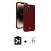 MARSİLYAN™- iPhone 15 Pro Max Kılıf Vadi Çizgi Prime - Siyah Bilvis 0.18mm Plus Cam Ekran Koruyucu + PVD Metal Kamera Lens - TU