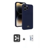 MARSİLYAN™- iPhone 15 Pro Max Kılıf Vadi Çizgi Prime - Siyah Bilvis 0.18mm Plus Cam Ekran Koruyucu + PVD Metal Kamera Lens - SH