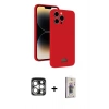 MARSİLYAN™- iPhone 15 Pro Max Kılıf Vadi Çizgi Prime - Siyah Bilvis 3D Cam Ekran Koruyucu + PVD Metal Kamera Lens - GS