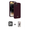 MARSİLYAN™- iPhone 15 Pro Max Kılıf Vadi Çizgi Prime - Siyah Bilvis 3D Cam Ekran Koruyucu + PVD Metal Kamera Lens - SH