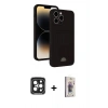 MARSİLYAN™- iPhone 15 Pro Max Kılıf Vadi Çizgi Prime - Siyah Bilvis 3D Cam Ekran Koruyucu + PVD Metal Kamera Lens - SH