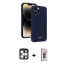 MARSİLYAN™- iPhone 15 Pro Max Kılıf Vadi Çizgi Prime - Siyah Bilvis 3D Cam Ekran Koruyucu + PVD Metal Kamera Lens - GS