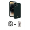 MARSİLYAN™- iPhone 15 Pro Max Kılıf Vadi Çizgi Prime - Siyah Bilvis 3D Cam Ekran Koruyucu + PVD Metal Kamera Lens - GS