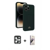 MARSİLYAN™- iPhone 15 Pro Max Kılıf Vadi Çizgi Prime - Siyah Bilvis 3D Mat Cam Ekran Koruyucu + PVD Metal Kamera Lens - LT