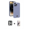 MARSİLYAN™- iPhone 15 Pro Max Kılıf Vadi Çizgi Prime - Siyah Bilvis 3D Mat Cam Ekran Koruyucu + PVD Metal Kamera Lens - LT
