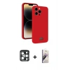 MARSİLYAN™- iPhone 15 Pro Max Kılıf Vadi Çizgi Prime - Siyah Bilvis 3D Mat Cam Ekran Koruyucu + PVD Metal Kamera Lens - LT