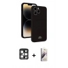MARSİLYAN™- iPhone 15 Pro Max Kılıf Vadi Çizgi Prime - Siyah Bilvis 3D Mat Cam Ekran Koruyucu + PVD Metal Kamera Lens - LT