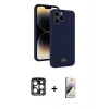 MARSİLYAN™- iPhone 15 Pro Max Kılıf Vadi Çizgi Prime - Siyah Bilvis 3D Mat Cam Ekran Koruyucu + PVD Metal Kamera Lens - LT