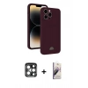 MARSİLYAN™- iPhone 15 Pro Max Kılıf Vadi Çizgi Prime - Siyah Bilvis 3D Mat Cam Ekran Koruyucu + PVD Metal Kamera Lens - LT