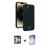 MARSİLYAN™- iPhone 15 Pro Max Kılıf Vadi Çizgi Prime - Siyah Bilvis 5in1 3D Magic Cam Ekran Koruyucu + PVD Metal Kamera Lens - GS