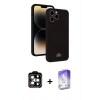 MARSİLYAN™- iPhone 15 Pro Max Kılıf Vadi Çizgi Prime - Siyah Bilvis 5in1 3D Magic Cam Ekran Koruyucu + PVD Metal Kamera Lens - TU