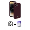 MARSİLYAN™- iPhone 15 Pro Max Kılıf Vadi Çizgi Prime - Siyah Bilvis 5in1 3D Magic Cam Ekran Koruyucu + PVD Metal Kamera Lens - GS