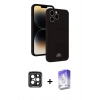 MARSİLYAN™- iPhone 15 Pro Max Kılıf Vadi Çizgi Prime - Siyah Bilvis 5in1 3D Magic Cam Ekran Koruyucu + PVD Metal Kamera Lens - SH