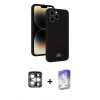 MARSİLYAN™- iPhone 15 Pro Max Kılıf Vadi Çizgi Prime - Siyah Bilvis 5in1 3D Magic Cam Ekran Koruyucu + PVD Metal Kamera Lens - GS