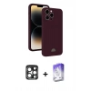 MARSİLYAN™- iPhone 15 Pro Max Kılıf Vadi Çizgi Prime - Siyah Bilvis 5in1 3D Magic Cam Ekran Koruyucu + PVD Metal Kamera Lens - LT