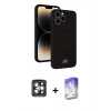 MARSİLYAN™- iPhone 15 Pro Max Kılıf Vadi Çizgi Prime - Siyah Bilvis 5in1 3D Magic Cam Ekran Koruyucu + PVD Metal Kamera Lens - GI