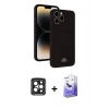 MARSİLYAN™- iPhone 15 Pro Max Kılıf Vadi Çizgi Prime - Siyah Bilvis 5in1 5D Magic Hayalet Cam Ekran Koruyucu + PVD Metal Kamera Lens - SH