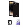MARSİLYAN™- iPhone 15 Pro Max Kılıf Vadi Çizgi Prime - Siyah Bilvis 5in1 5D Magic Hayalet Cam Ekran Koruyucu + PVD Metal Kamera Lens - TU