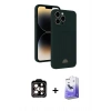 MARSİLYAN™- iPhone 15 Pro Max Kılıf Vadi Çizgi Prime - Siyah Bilvis 5in1 5D Magic Hayalet Cam Ekran Koruyucu + PVD Metal Kamera Lens - TU