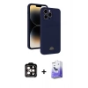 MARSİLYAN™- iPhone 15 Pro Max Kılıf Vadi Çizgi Prime - Siyah Bilvis 5in1 5D Magic Hayalet Cam Ekran Koruyucu + PVD Metal Kamera Lens - TU