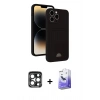 MARSİLYAN™- iPhone 15 Pro Max Kılıf Vadi Çizgi Prime - Siyah Bilvis 5in1 5D Magic Hayalet Cam Ekran Koruyucu + PVD Metal Kamera Lens - LT