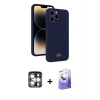 MARSİLYAN™- iPhone 15 Pro Max Kılıf Vadi Çizgi Prime - Siyah Bilvis 5in1 5D Magic Hayalet Cam Ekran Koruyucu + PVD Metal Kamera Lens - GS