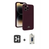 MARSİLYAN™- iPhone 15 Pro Max Kılıf Vadi Çizgi Prime - Siyah Bilvis Hayalet Cam Ekran Koruyucu + PVD Metal Kamera Lens - SH