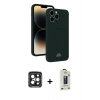 MARSİLYAN™- iPhone 15 Pro Max Kılıf Vadi Çizgi Prime - Siyah Bilvis Hayalet Cam Ekran Koruyucu + PVD Metal Kamera Lens - SH