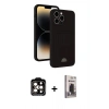 MARSİLYAN™- iPhone 15 Pro Max Kılıf Vadi Çizgi Prime - Siyah Bilvis Hayalet Cam Ekran Koruyucu + PVD Metal Kamera Lens - TU