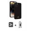 MARSİLYAN™- iPhone 15 Pro Max Kılıf Vadi Çizgi Prime - Siyah Bilvis Hayalet Cam Ekran Koruyucu + PVD Metal Kamera Lens - SH