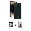 MARSİLYAN™- iPhone 15 Pro Max Kılıf Vadi Çizgi Prime - Siyah Bilvis Hayalet Cam Ekran Koruyucu + PVD Metal Kamera Lens - GS