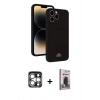 MARSİLYAN™- iPhone 15 Pro Max Kılıf Vadi Çizgi Prime - Siyah Bilvis Hayalet Cam Ekran Koruyucu + PVD Metal Kamera Lens - GS