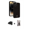 MARSİLYAN™- iPhone 15 Pro Max Kılıf Vadi Çizgi Prime - Siyah Bilvis Hayalet Cam Ekran Koruyucu + Raze Metal Kamera Lens - SH