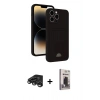 MARSİLYAN™- iPhone 15 Pro Max Kılıf Vadi Çizgi Prime - Siyah Bilvis Hayalet Cam Ekran Koruyucu + Raze Metal Kamera Lens - TMGI