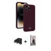 MARSİLYAN™- iPhone 15 Pro Max Kılıf Vadi Çizgi Prime - Siyah Bilvis Hayalet Cam Ekran Koruyucu + Raze Metal Kamera Lens - TMGI