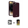 MARSİLYAN™- iPhone 15 Pro Max Kılıf Vadi Çizgi Prime - Siyah Buffer Cam Ekran Koruyucu + PVD Metal Kamera Lens - GS